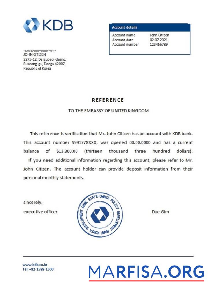 Realistic Korea KDB bank reference template